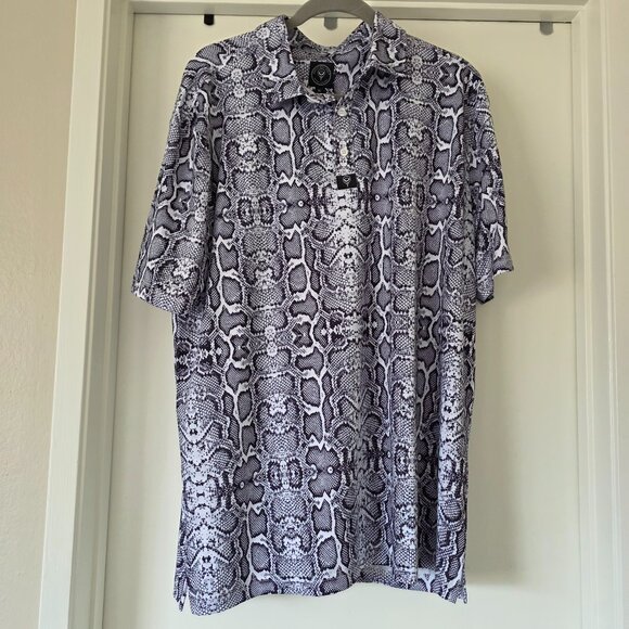 Good Boy Golf Polo Shirt Men's XL Snakeskin Print Performance Athletic Preppy - Picture 1 of 6